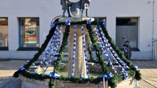 Donauwörth - la fontaine des pêcheurs sur l'île de la vieille ville de Ried